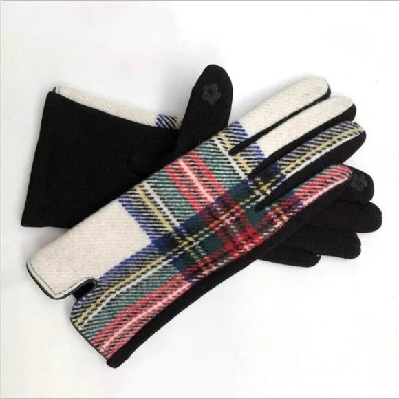 2/$30 Retro Plaid Gloves Finger Touch Screen Cashmere Feel Plus Tartan Plaid - Picture 1 of 7